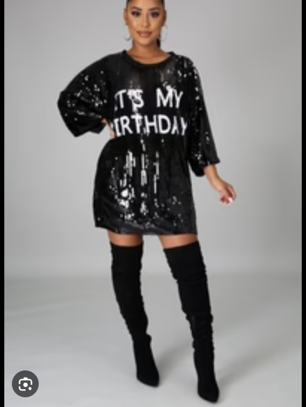 Black Sequin Party Tunic Dress - It's My Birthday